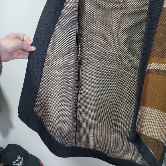 LEFT ON HOUSTON Plaid Wool Blend Long Cardigan Open Front Academia Womens Medium - Picture 6 of 12